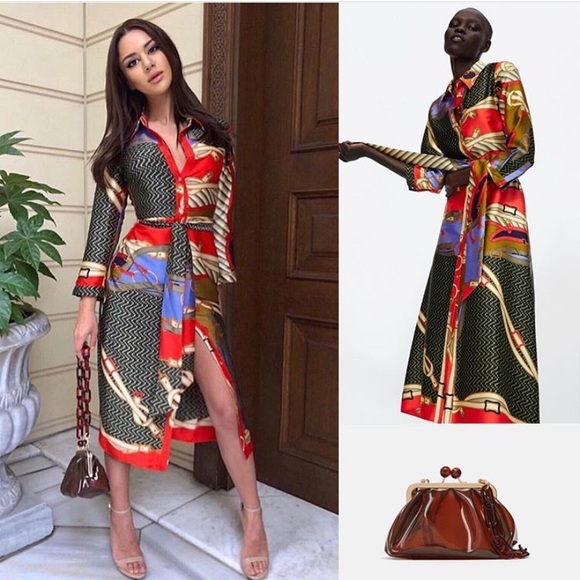 COPY - GORGEOUS ZARA NWT Printed Dress with Tie Belt - Picture 3 of 7